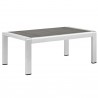 Modway Shore 6 Piece Outdoor Patio Aluminum Sectional Sofa Set - Silver Gray - Coffee Table in Front Side Angle