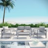 Modway Shore 6 Piece Outdoor Patio Aluminum Sectional Sofa Set - Silver Gray - Lifestyle