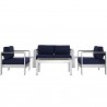 Modway Shore 6 Piece Outdoor Patio Aluminum Sectional Sofa Set in Silver Navy - Set in Front Angle