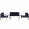Modway Shore 6 Piece Outdoor Patio Aluminum Sectional Sofa Set in Silver Navy - Set in Front Angle - Modway Shore 6 Piece Outdoor Patio Aluminum Sectional Sofa Set in Silver Navy - Set in Front Angle