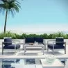 Modway Shore 6 Piece Outdoor Patio Aluminum Sectional Sofa Set in Silver Navy - Lifestyle - Modway Shore 6 Piece Outdoor Patio Aluminum Sectional Sofa Set in Silver Navy - Lifestyle