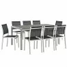 Modway Shore 9 Piece Outdoor Patio Aluminum Dining Set - Silver Black - Set in Front Side Angle - Modway Shore 9 Piece Outdoor Patio Aluminum Dining Set - Silver Black - Set in Front Side Angle