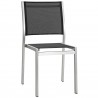 Modway Shore 9 Piece Outdoor Patio Aluminum Dining Set - Silver Black - Chair in Front Side Angle