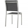 Modway Shore 9 Piece Outdoor Patio Aluminum Dining Set - Silver Black - Chair in Back Side Angle