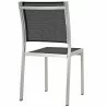 Modway Shore 9 Piece Outdoor Patio Aluminum Dining Set - Silver Black - Chair in Back Side Angle - Modway Shore 9 Piece Outdoor Patio Aluminum Dining Set - Silver Black - Chair in Back Side Angle