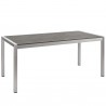 Modway Shore 9 Piece Outdoor Patio Aluminum Dining Set - Silver Black - Table in Front Side Angle