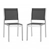 Modway Shore Side Chair Outdoor Patio Aluminum in Silver Black - Set of Two - Front Side Angle