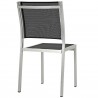Modway Shore Side Chair Outdoor Patio Aluminum in Silver Black - Set of Two - Back Side Angle