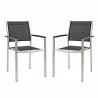 Modway Shore Dining Chair Outdoor Patio Aluminum in Silver Black - Set of Two - Front Angle - Modway Shore Dining Chair Outdoor Patio Aluminum in Silver Black - Set of Two - Front Angle