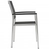 Modway Shore Dining Chair Outdoor Patio Aluminum in Silver Black - Set of Two - Side Angle