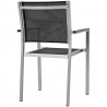 Modway Shore Dining Chair Outdoor Patio Aluminum in Silver Black - Set of Two - Back Side Angle