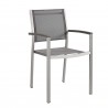 Modway Shore Dining Chair Outdoor Patio Aluminum in Silver Gray - Set of Two - Front Side Angle