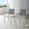 Modway Shore Dining Chair Outdoor Patio Aluminum in Silver Gray - Set of Two - Lifestyle