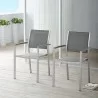 Modway Shore Dining Chair Outdoor Patio Aluminum in Silver Gray - Set of Two - Lifestyle - Modway Shore Dining Chair Outdoor Patio Aluminum in Silver Gray - Set of Two - Lifestyle