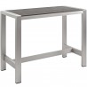 Modway Shore 7 Piece Outdoor Patio Aluminum Dining Set - Silver Gray - Table in Front Side Angle