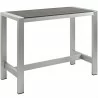Modway Shore 7 Piece Outdoor Patio Aluminum Dining Set - Silver Gray - Table in Front Side Angle - Modway Shore 7 Piece Outdoor Patio Aluminum Dining Set - Silver Gray - Table in Front Side Angle