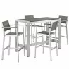 Modway Shore 5 Piece Outdoor Patio Aluminum Dining Set - Silver Gray - Set in Front Side Angle - Modway Shore 5 Piece Outdoor Patio Aluminum Dining Set - Silver Gray - Set in Front Side Angle
