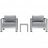 Modway Shore 3 Piece Outdoor Patio Aluminum Set in Silver Gray - Set in Front Angle