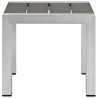 Modway Shore 3 Piece Outdoor Patio Aluminum Set - Silver Navy - Table in Front Angle
