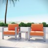 Modway Shore 3 Piece Outdoor Patio Aluminum Set - Silver Orange - Lifestyle