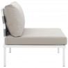 Modway Harmony Armless Outdoor Patio Aluminum Chair - White Beige - Side Angle
