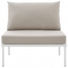 Modway Harmony Armless Outdoor Patio Aluminum Chair - White Beige - Front Angle