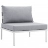 Modway Harmony Armless Outdoor Patio Aluminum Chair - White Gray - Front Side Angle