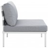 Modway Harmony Armless Outdoor Patio Aluminum Chair - White Gray - Side Angle