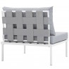 Modway Harmony Armless Outdoor Patio Aluminum Chair - White Gray - Back Side Angle