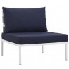 Modway Harmony Armless Outdoor Patio Aluminum Chair in White Navy - Front Side Angle
