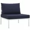 Modway Harmony Armless Outdoor Patio Aluminum Chair in White Navy - Front Side Angle - Modway Harmony Armless Outdoor Patio Aluminum Chair in White Navy - Front Side Angle