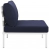 Modway Harmony Armless Outdoor Patio Aluminum Chair in White Navy - Side Angle
