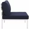 Modway Harmony Armless Outdoor Patio Aluminum Chair in White Navy - Side Angle - Modway Harmony Armless Outdoor Patio Aluminum Chair in White Navy - Side Angle