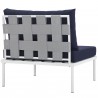 Modway Harmony Armless Outdoor Patio Aluminum Chair in White Navy - Back Side Angle