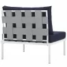 Modway Harmony Armless Outdoor Patio Aluminum Chair in White Navy - Back Side Angle - Modway Harmony Armless Outdoor Patio Aluminum Chair in White Navy - Back Side Angle