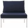 Modway Harmony Armless Outdoor Patio Aluminum Chair in White Navy - Front Angle - Modway Harmony Armless Outdoor Patio Aluminum Chair in White Navy - Front Angle