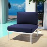 Modway Harmony Armless Outdoor Patio Aluminum Chair in White Navy - Lifestyle
