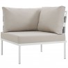 Modway Harmony Outdoor Patio Aluminum Corner Sofa in White Beige - Front Side Angle