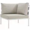 Modway Harmony Outdoor Patio Aluminum Corner Sofa in White Beige - Front Side Angle - Modway Harmony Outdoor Patio Aluminum Corner Sofa in White Beige - Front Side Angle