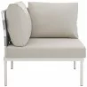 Modway Harmony Outdoor Patio Aluminum Corner Sofa in White Beige - Side Angle - Modway Harmony Outdoor Patio Aluminum Corner Sofa in White Beige - Side Angle