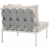 Modway Harmony Outdoor Patio Aluminum Corner Sofa in White Beige - Back Side Angle
