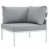 Modway Harmony Outdoor Patio Aluminum Corner Sofa in White Gray - Front Side Angle - Modway Harmony Outdoor Patio Aluminum Corner Sofa in White Gray - Front Side Angle