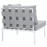 Modway Harmony Outdoor Patio Aluminum Corner Sofa in White Gray - Back Side Angle - Modway Harmony Outdoor Patio Aluminum Corner Sofa in White Gray - Back Side Angle