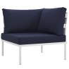 Modway Harmony Outdoor Patio Aluminum Corner Sofa in White Navy - Front Side Angle