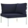 Modway Harmony Outdoor Patio Aluminum Corner Sofa in White Navy - Front Side Angle - Modway Harmony Outdoor Patio Aluminum Corner Sofa in White Navy - Front Side Angle