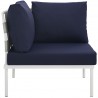 Modway Harmony Outdoor Patio Aluminum Corner Sofa in White Navy - Side Angle