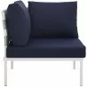 Modway Harmony Outdoor Patio Aluminum Corner Sofa in White Navy - Side Angle - Modway Harmony Outdoor Patio Aluminum Corner Sofa in White Navy - Side Angle