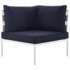 Modway Harmony Outdoor Patio Aluminum Corner Sofa in White Navy - Front Angle - Modway Harmony Outdoor Patio Aluminum Corner Sofa in White Navy - Front Angle