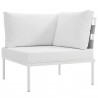 Modway Harmony Outdoor Patio Aluminum Corner Sofa in White White - Front Side Angle