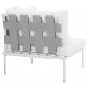 Modway Harmony Outdoor Patio Aluminum Corner Sofa in White White - Side Angle